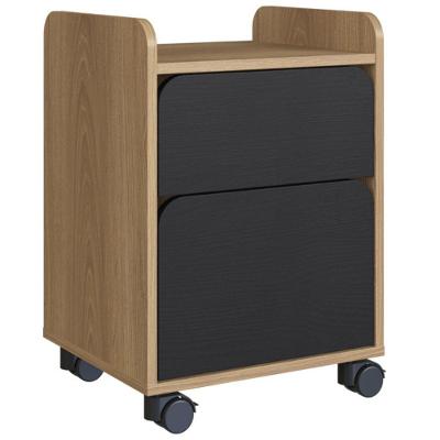 Gaveteiro Volante Flexus 40CM Contemporâneo 2 Gavetas MDF com Rodízios Amadeirado Preto