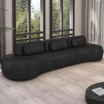 Sofá 4 Lugares 326cm Orgânico Mellanie Sintético Preto Z32 - Mpozenato