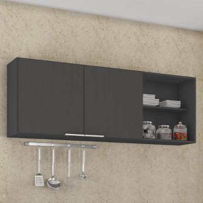 Armário De Cozinha Aéreo 150cm Pérola Z34 Preto - Mpozenato