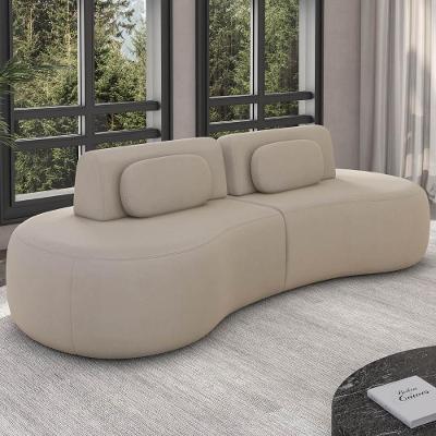 Sofá 4 Lugares 240cm Orgânico Mellanie Veludo Bege Z32 - Mpozenato