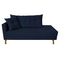 Recamier Azura 160cm Com Almofada Lado Direito Suede Cor Azul Marinho - 1
