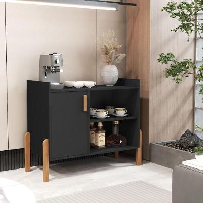 Aparador Para Hall De Entrada Luxor Com Porta E Pés Madeira Resistente Preto