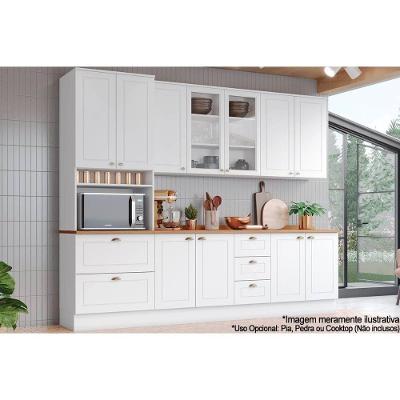 Cozinha Modulada Completa Americana C5P46 11 Portas 5 Gavetas MDF Branco