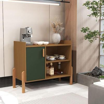 Aparador De Sala Luxor Multiuso Com Porta E Pés De Madeira Moderno Cedro/oliva