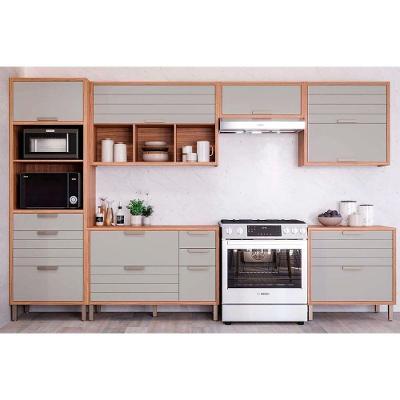 Kit Cozinha Modulada Eloise CZ023 2 Portas 2 Gavetas Cinamomo Platina