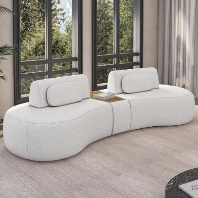 Sofá 4 Lugares 285cm Orgânico Com Mesa Mellanie Boucle Cru Z32 - Mpozenato