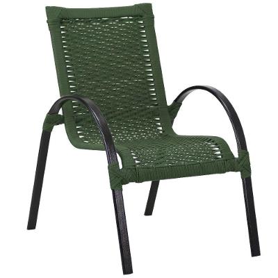 Cadeira Mini Garden Corda Náutica Em Alumínio área Piscina Verde Musgo