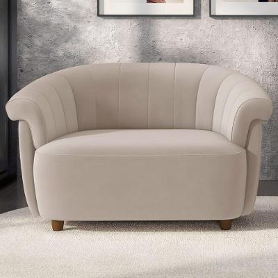 Sofá 2 Lugares 150cm Namoradeira Lykan Veludo Bege Z32 - Mpozenato