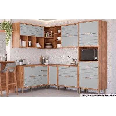 Kit Cozinha Completa Modulada Eloise 7 Gavetas 100% MDF Cinamomo Platina