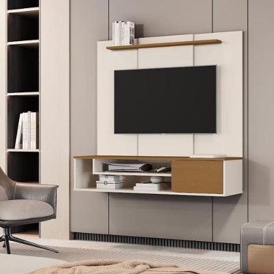 Painel Babilônia Moderno Com Porta E Prateleira Para Quarto E Sala Off/cedro