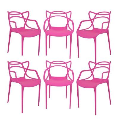Kit 6 Cadeiras Allegra Estrutura em Plástico Rosa para Sala de Jantar Varanda e Área Gourmet