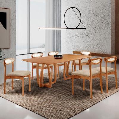 Sala De Jantar Mesa Flora 180cm Tampo E 6 Cadeiras Noronha Milano/imbuia Nat/cinam. Imbuia