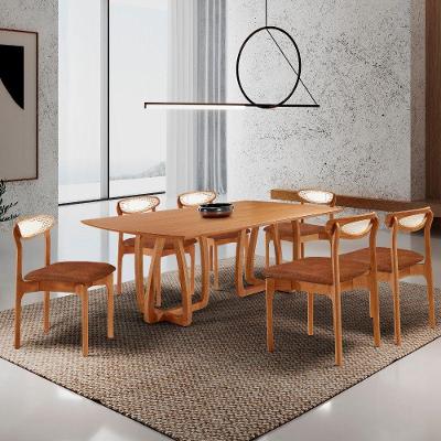 Sala De Jantar Mesa Flora 180cm Tampo E 6 Cadeiras Noronha Star Puce/imbuia Nat/cinam. Imbuia