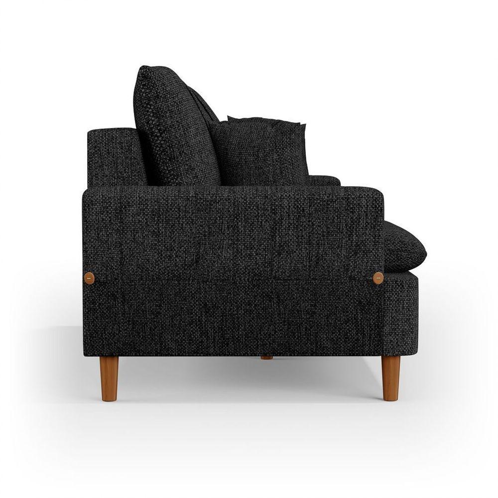 Sofá 3 Lugares 180cm Com Almofadas Veras D05 Linho Grafite - 5