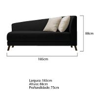 Recamier Heitor 185cm Com Almofada Lado Esquerdo Suede Cor Preto/bege - 5