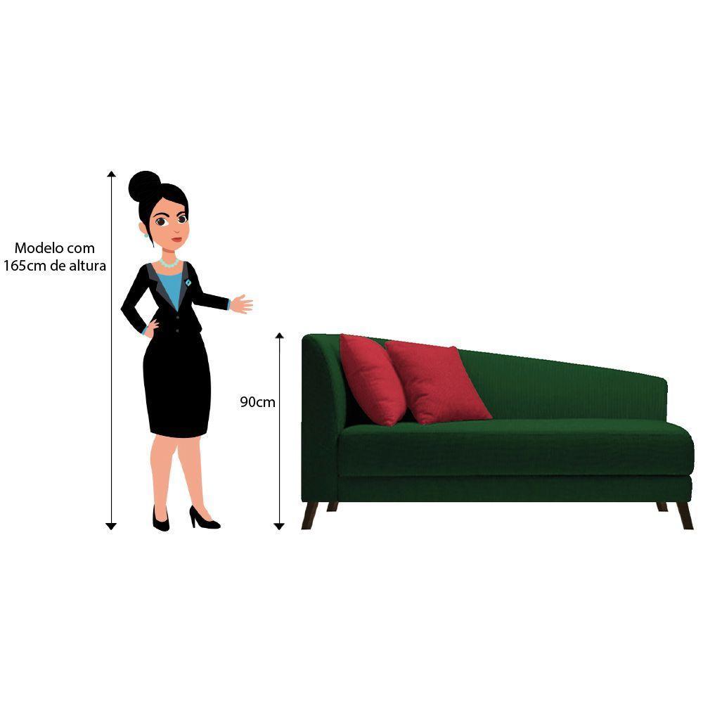 Recamier Heitor 185cm Com Almofada Lado Direito Suede Cor Verde/vermelho - 4
