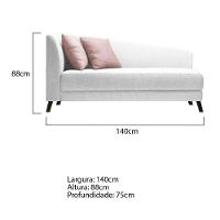 Recamier Heitor 140cm Com Almofada Lado Direito Suede Cor Branco/rosê - 5