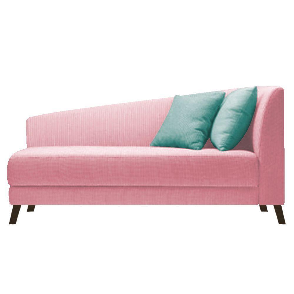 Recamier Heitor 160cm Com Almofada Lado Esquerdo Suede Cor Rosa Bebê/tiffany - 1