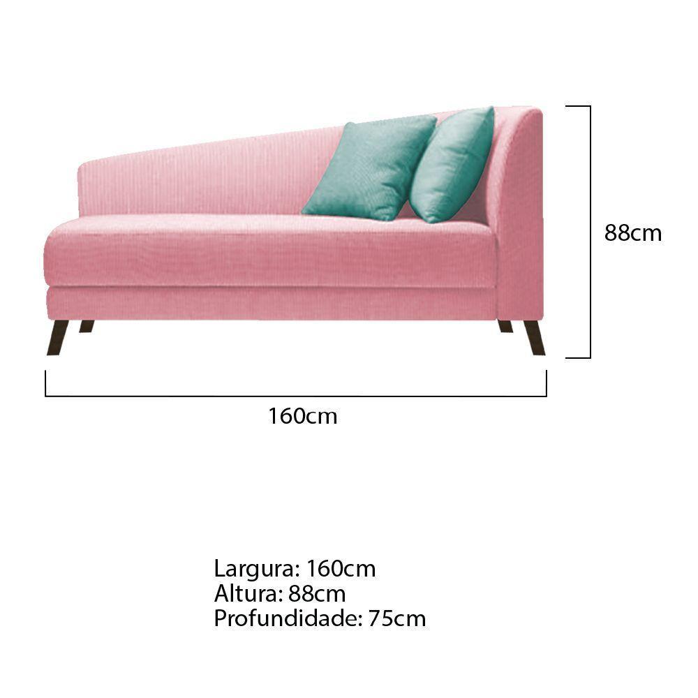 Recamier Heitor 160cm Com Almofada Lado Esquerdo Suede Cor Rosa Bebê/tiffany - 5