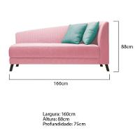 Recamier Heitor 160cm Com Almofada Lado Esquerdo Suede Cor Rosa Bebê/tiffany - 5