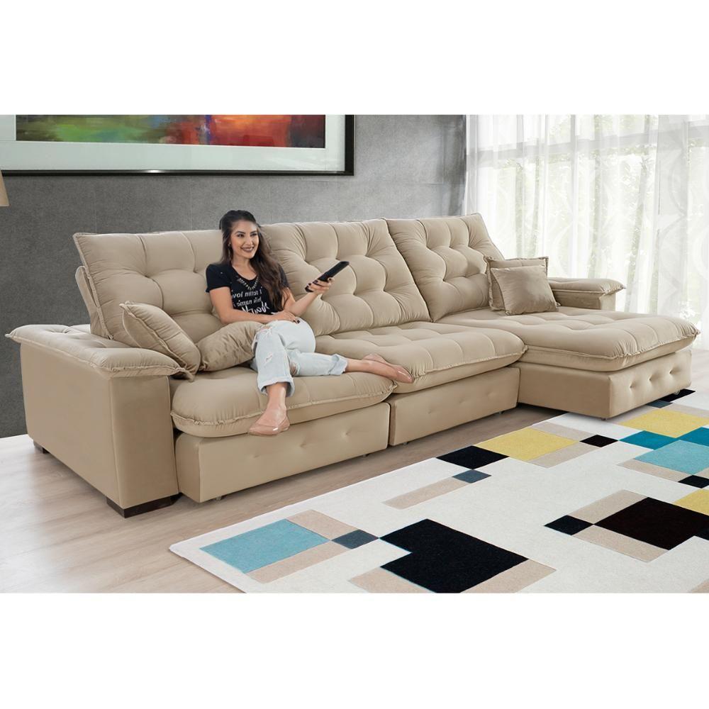 Sofá Coliseu Super Pillow 3,70m bege - 2
