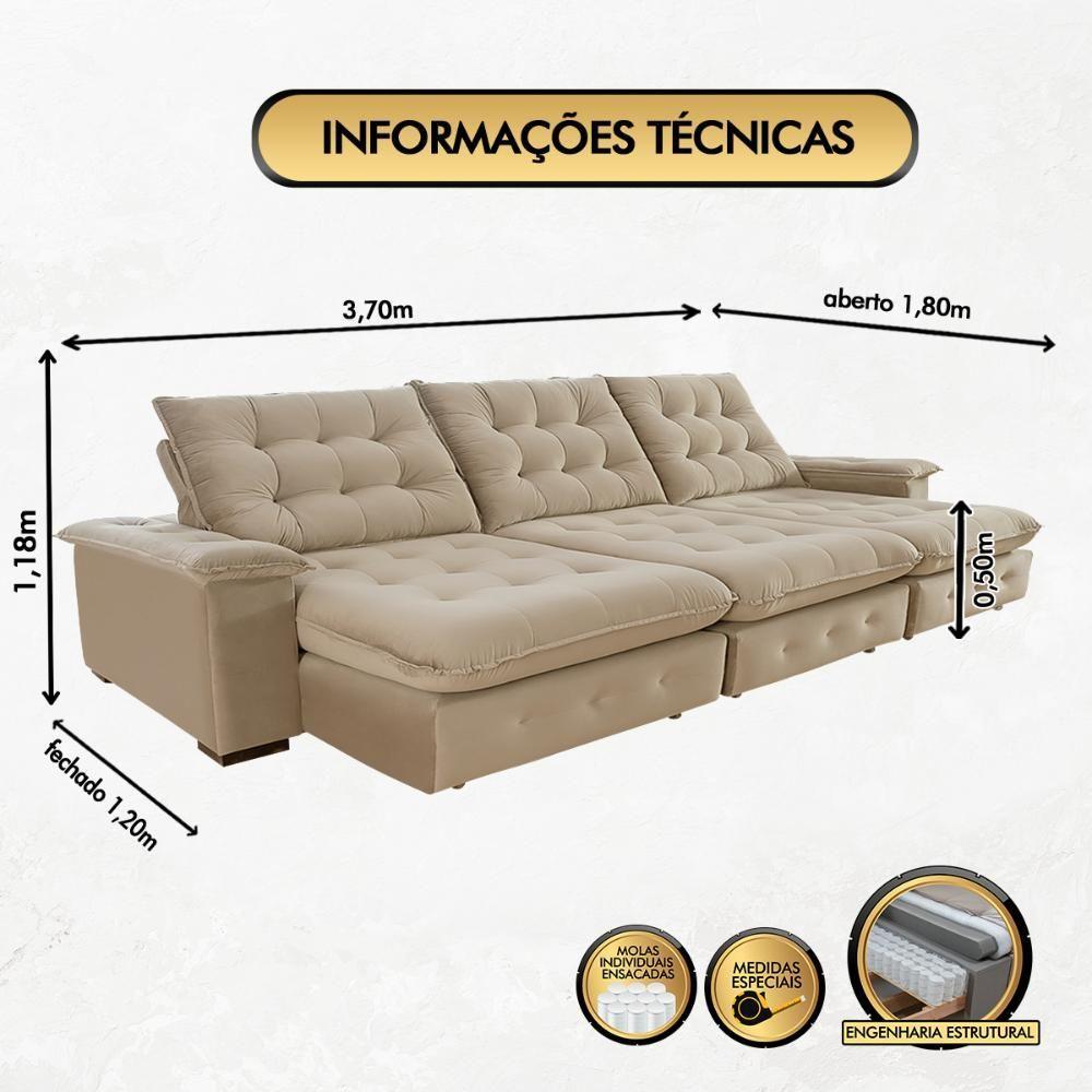 Sofá Coliseu Super Pillow 3,70m bege - 3