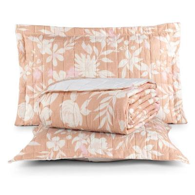 Cobre Leito Luna 300 Fios Casal 3 Peças 100% Poliéster - Estampa 3 Rose