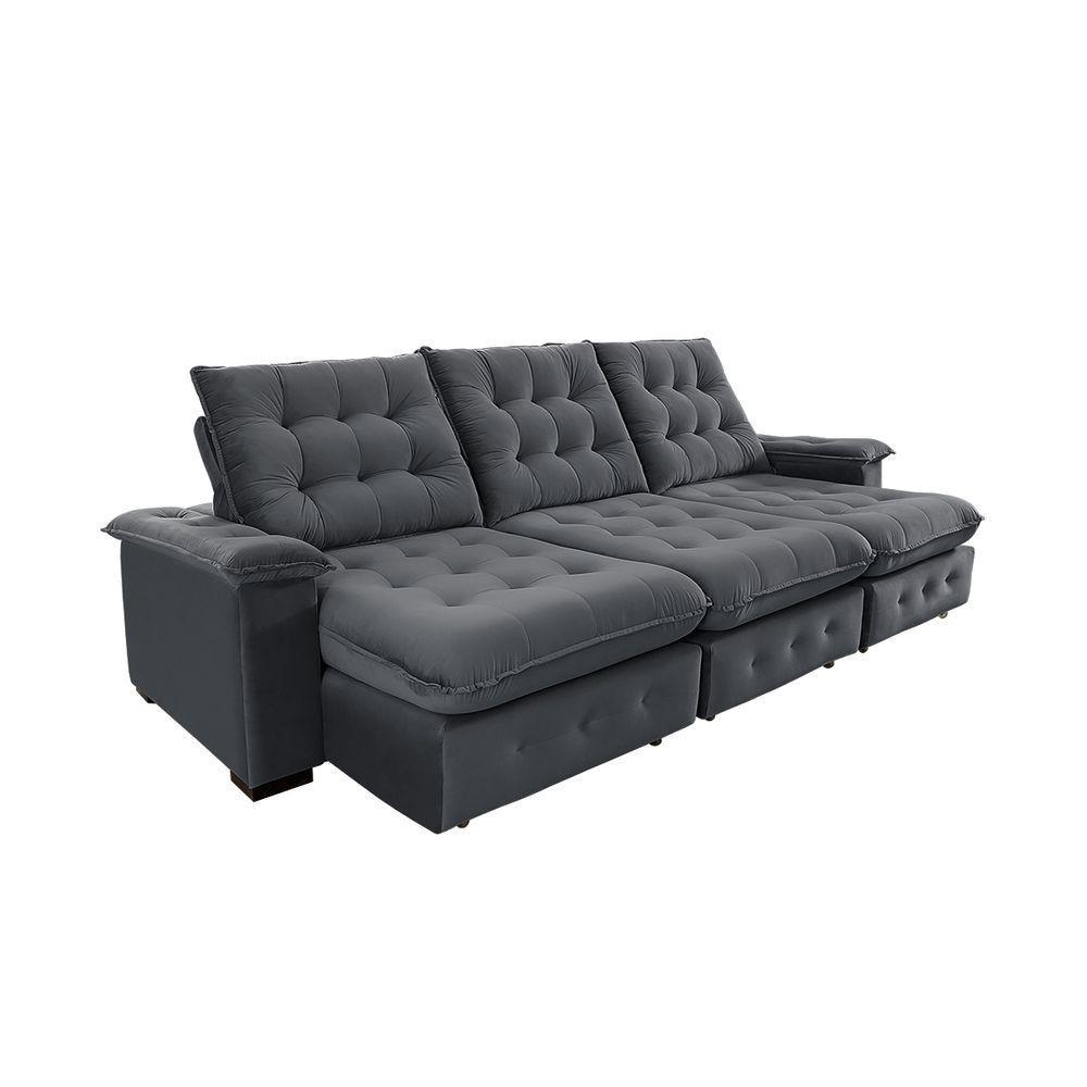 Sofá Coliseu 2.90m Retrátil E Reclinável Super Pillow - Chumbo - 7