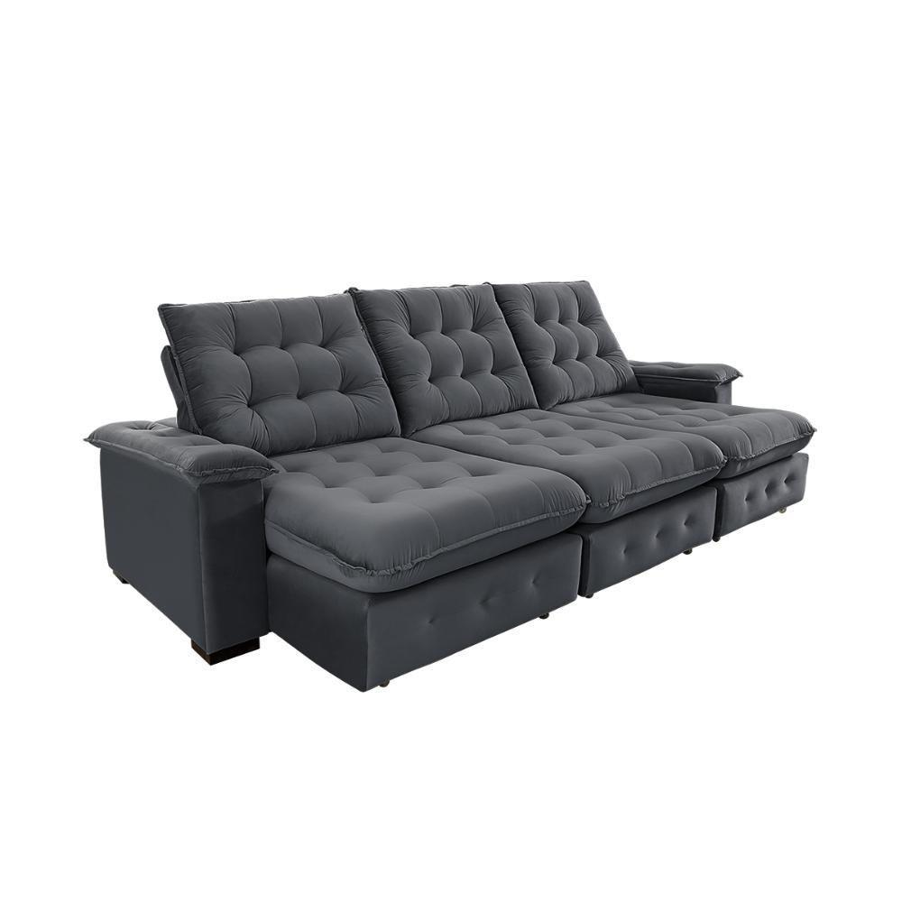 Sofá Coliseu 2.90m Retrátil E Reclinável Super Pillow - Chumbo - 8