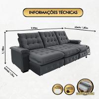 Sofá Coliseu 2.90m Retrátil E Reclinável Super Pillow - Chumbo - 3