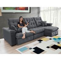 Sofá Coliseu 2.90m Retrátil E Reclinável Super Pillow - Chumbo