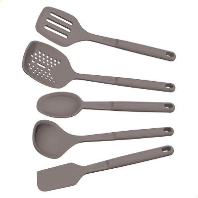 Jogo De Utensílios Tramontina Softta Em Silicone Cinza 5 Peças 25899600