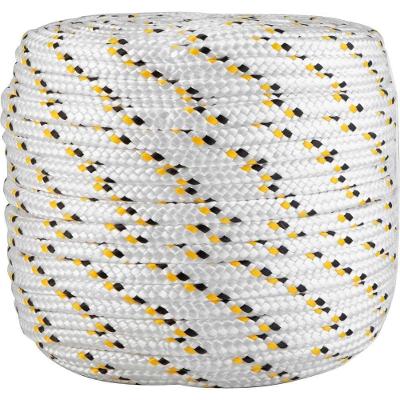 Corda Multifilamento Trançada 12,0 Mm X 110 M, Branca Com Detalhes Em Preto E Amarelo, Vonder