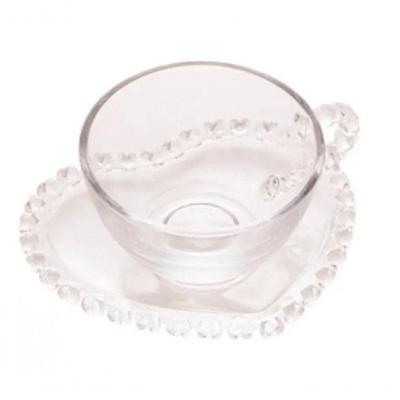 Jogo De Xicara De Cha 12 Peças Coração Cristal 170ml - Lyor