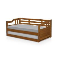 Sofá Cama Texas De Madeira Maciça Com Cama Auxiliar Castanho - Cor: Marrom - 4
