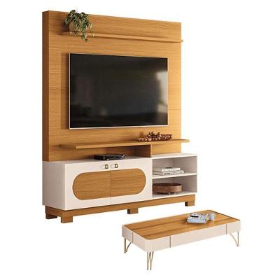 Estante Home Theater Axis Cinamomo Off White Com Mesa De Centro Cadenza Off White Cinamomo - Hb Móveis