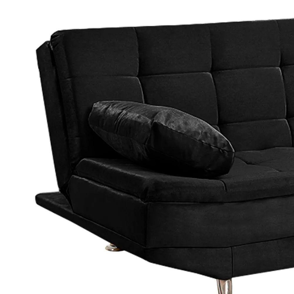 Sofá Cama Valencia 3 Lugares Reclinável Corano Preto - Speciale Home Preto - 4