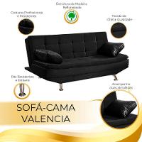 Sofá Cama Valencia 3 Lugares Reclinável Corano Preto - Speciale Home Preto - 8