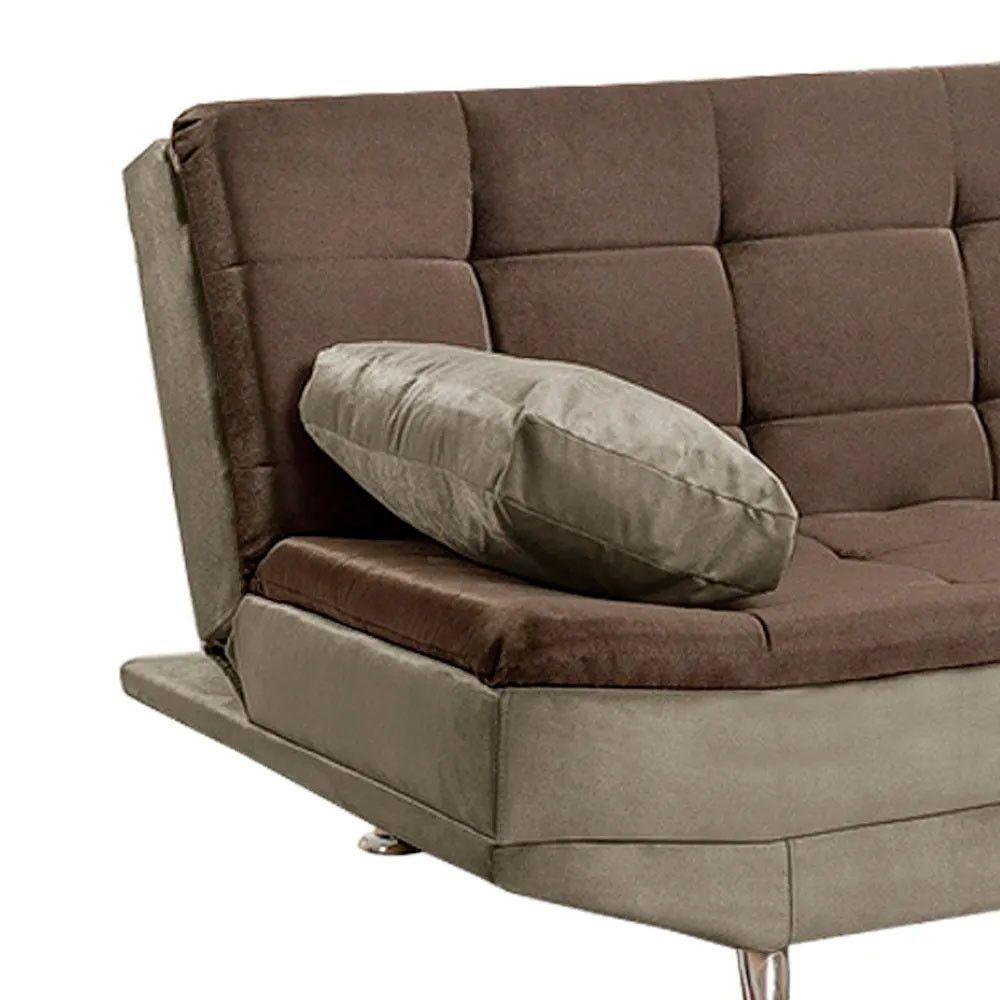 Sofá Cama Valencia 3 Lugares Reclinável Veludo Marrom Chocolate E Marrom Castor - Speciale Home Marrom - 5