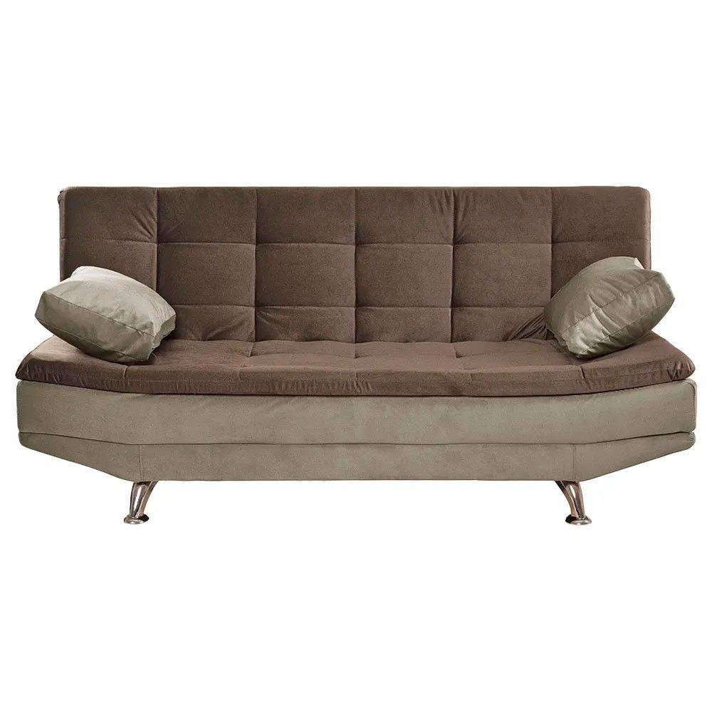 Sofá Cama Valencia 3 Lugares Reclinável Veludo Marrom Chocolate E Marrom Castor - Speciale Home Marrom - 6