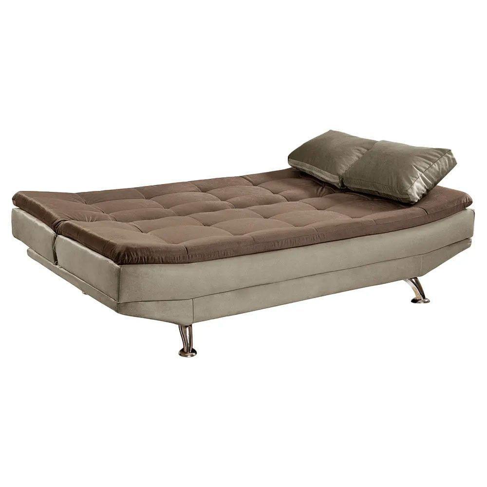 Sofá Cama Valencia 3 Lugares Reclinável Veludo Marrom Chocolate E Marrom Castor - Speciale Home Marrom - 7