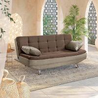 Sofá Cama Valencia 3 Lugares Reclinável Veludo Marrom Chocolate E Marrom Castor - Speciale Home Marrom - 8