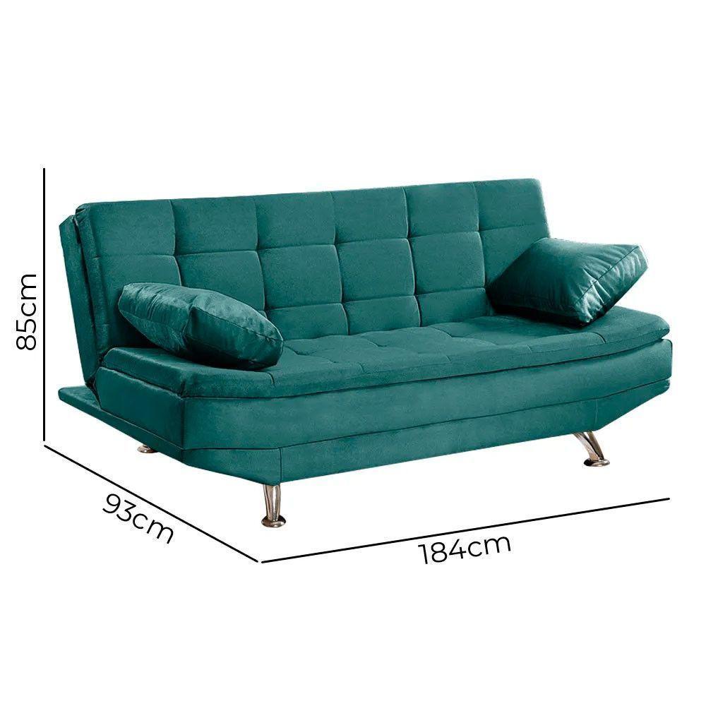 Sofá Cama Valencia 3 Lugares Reclinável Turquesa - Speciale Home Turquesa - 4