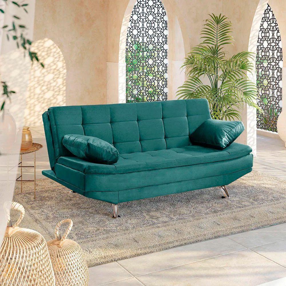 Sofá Cama Valencia 3 Lugares Reclinável Turquesa - Speciale Home Turquesa - 8