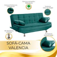 Sofá Cama Valencia 3 Lugares Reclinável Turquesa - Speciale Home Turquesa - 3