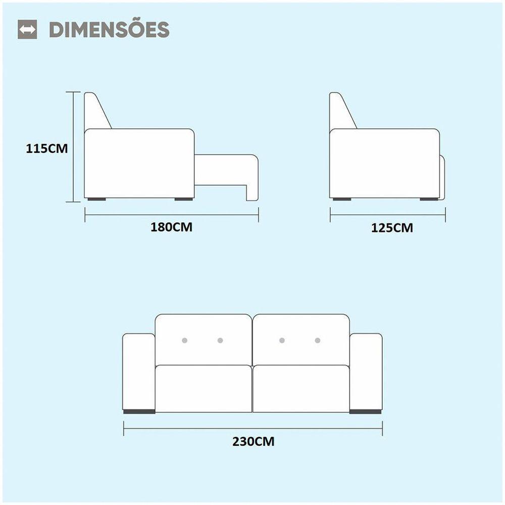 Sofá 3 Lugares Retrátil Orion 2.30m Veludo Bege Móveis Mix Bege - 2