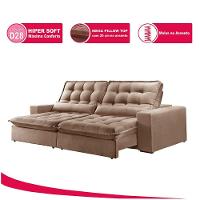 Sofá 3 Lugares Retrátil Orion 2.30m Veludo Bege Móveis Mix Bege - 3