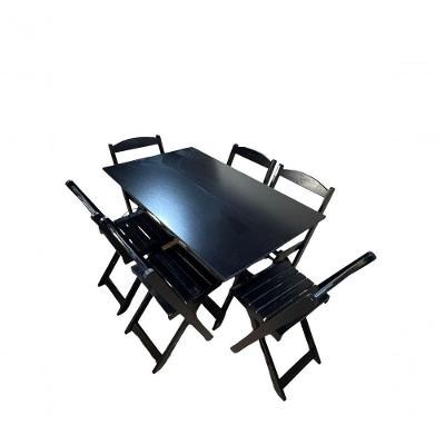 Conjunto Dobrável 120x70 Com 6 Cadeiras Preto Bar Restaurante Lanchonete