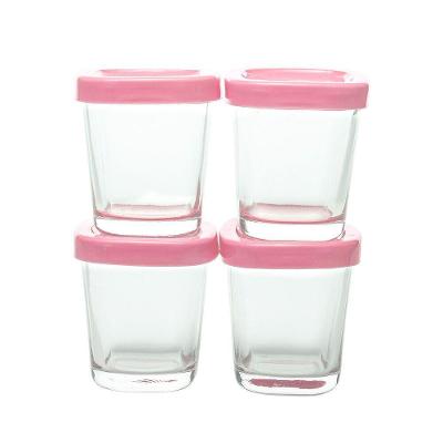 Potes De Armazenamento Para Alimentos Clingo - 4 Unidades Rosas