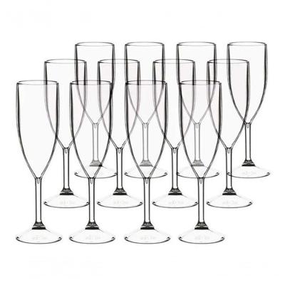 Taça para Espumante 12 Taças 180ML Acrílico Translúcida para Festas Transparente Higipack
